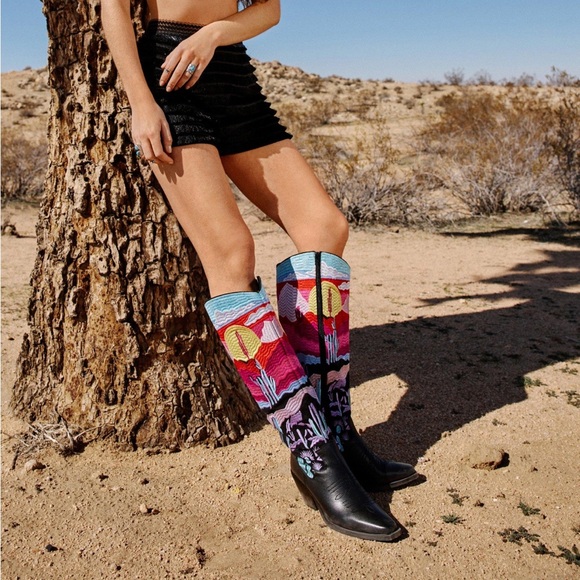 Colorful Desert Scene Embroidered Boots By NASTY GAL - Picture 3 of 17